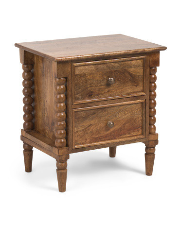 21X16X24In Solid Wood Spindle Leg Nightstand | TJ Maxx