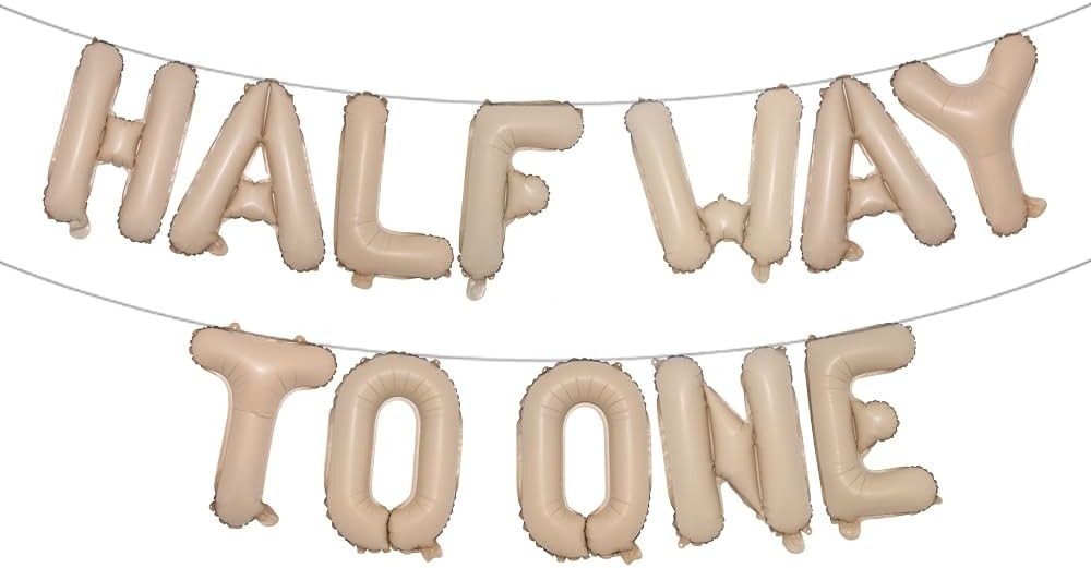 Half Way To One Balloons 1/2 Birthday Decorations 6 Months Half Way To One Birthday Party Half Birthday Party Supplies (HALF WAY TO ONE Caramel) | Amazon (US)