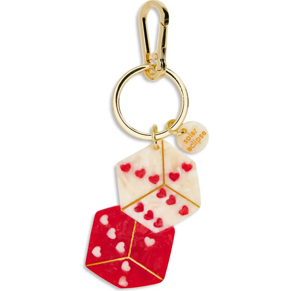 Solar Eclipse Hand Painted Lucky Dice Key Chain Bag Charm in Red at Nordstrom | Nordstrom