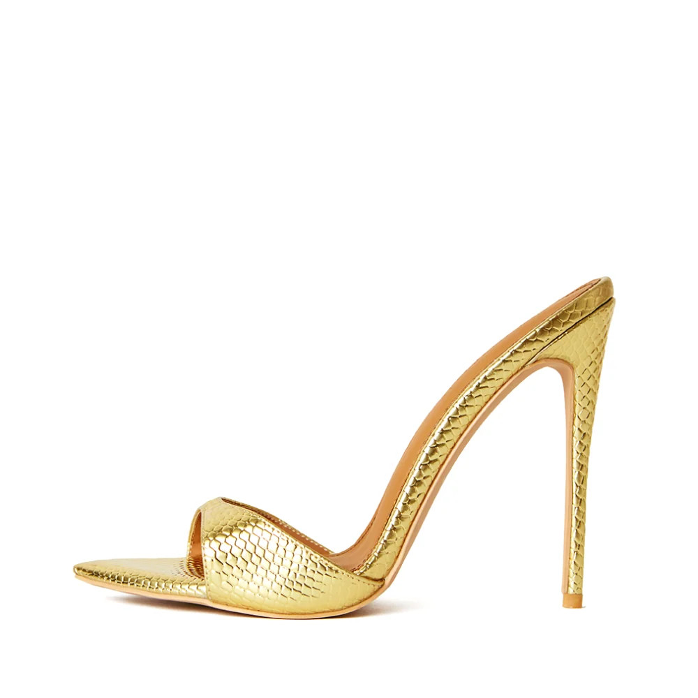 Gia Gold Vegan Mules 120 mm | CULT OF COQUETTE