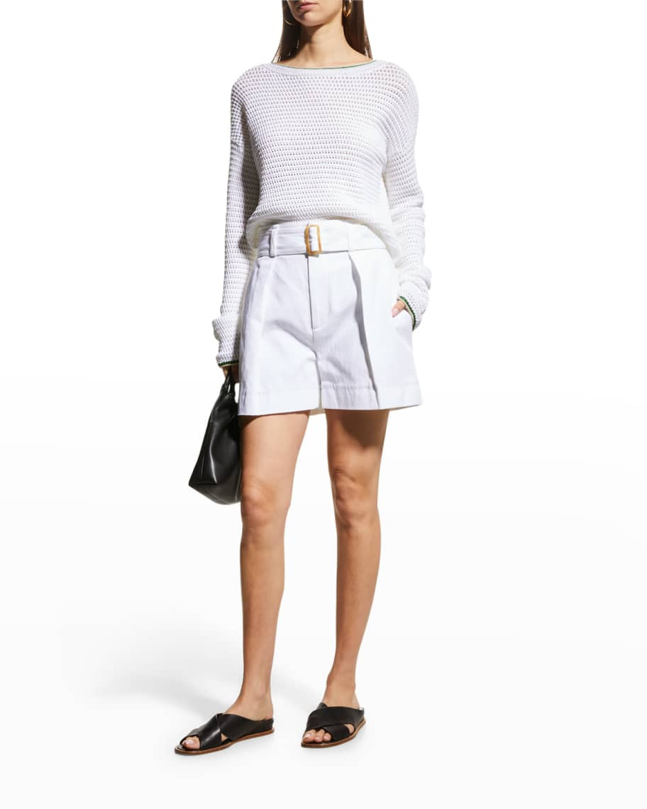 Belted Twill Shorts | Neiman Marcus
