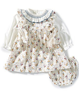 Edgehill Collection Baby Girls Long Sleeve Floral Side-Bow Dress - 3 Months | Dillard's
