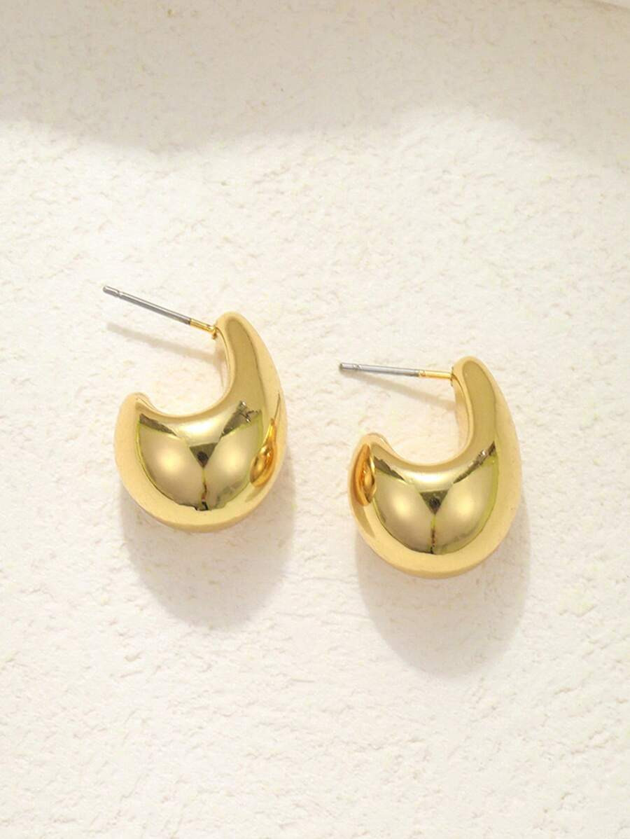1 Pair Simple Geometric Teardrop Shape Stud Earrings, European & American Style Earrings For Wome... | SHEIN