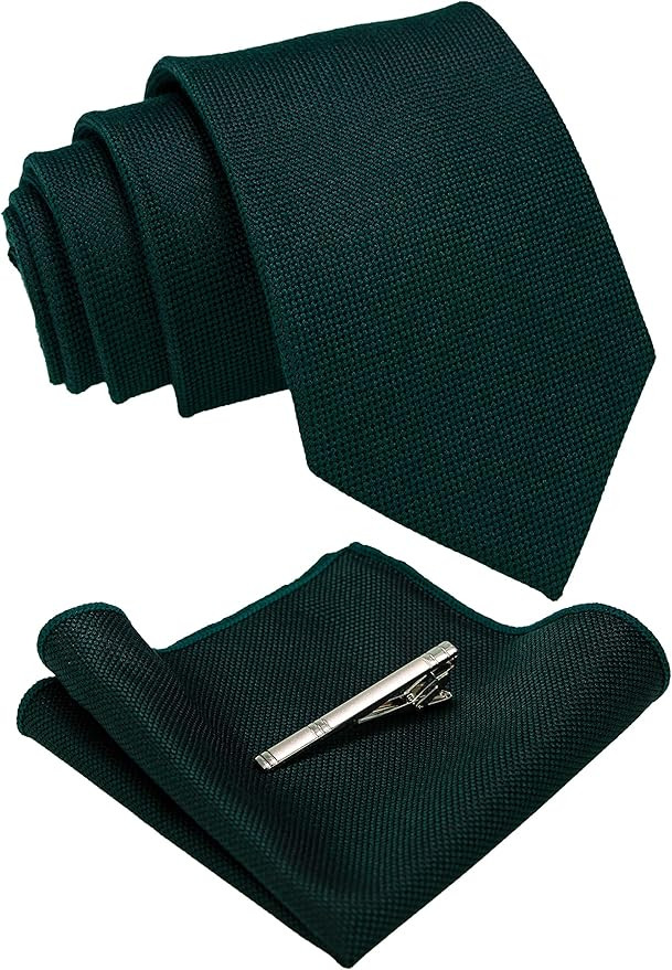 RBOCOTT Solid Color Wool Tie and Pocket Square with Tie Clip Sets for Men | Amazon (UK)