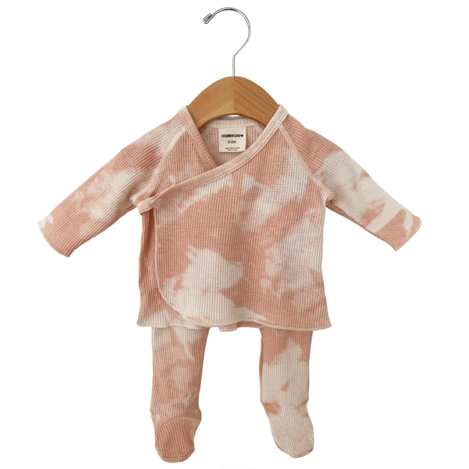 Organic Waffle Kimono & Pant Set, Pink Lemonade Tie Dye | SpearmintLOVE