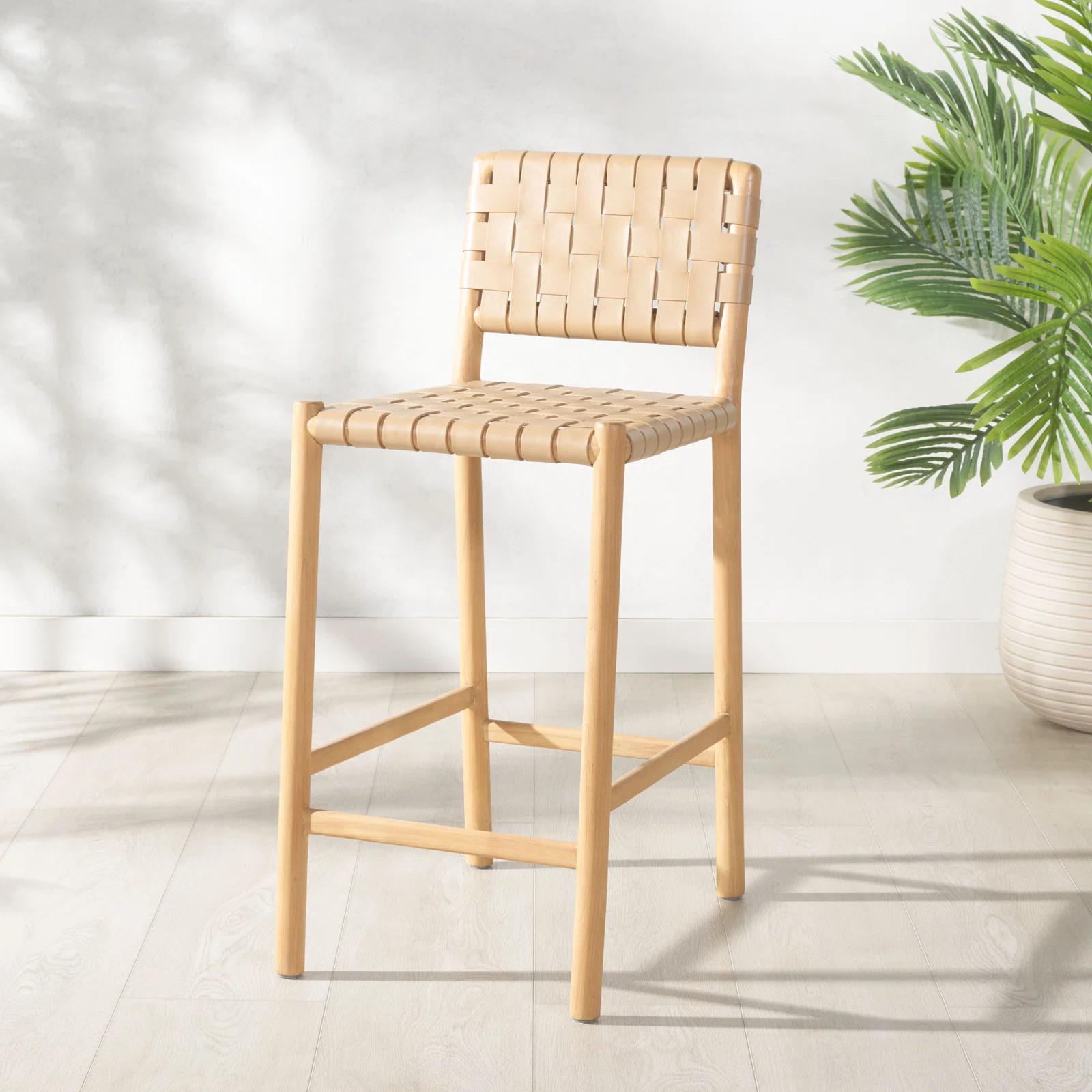 Jeremiah Woven Leather Counter Stool | Wayfair North America