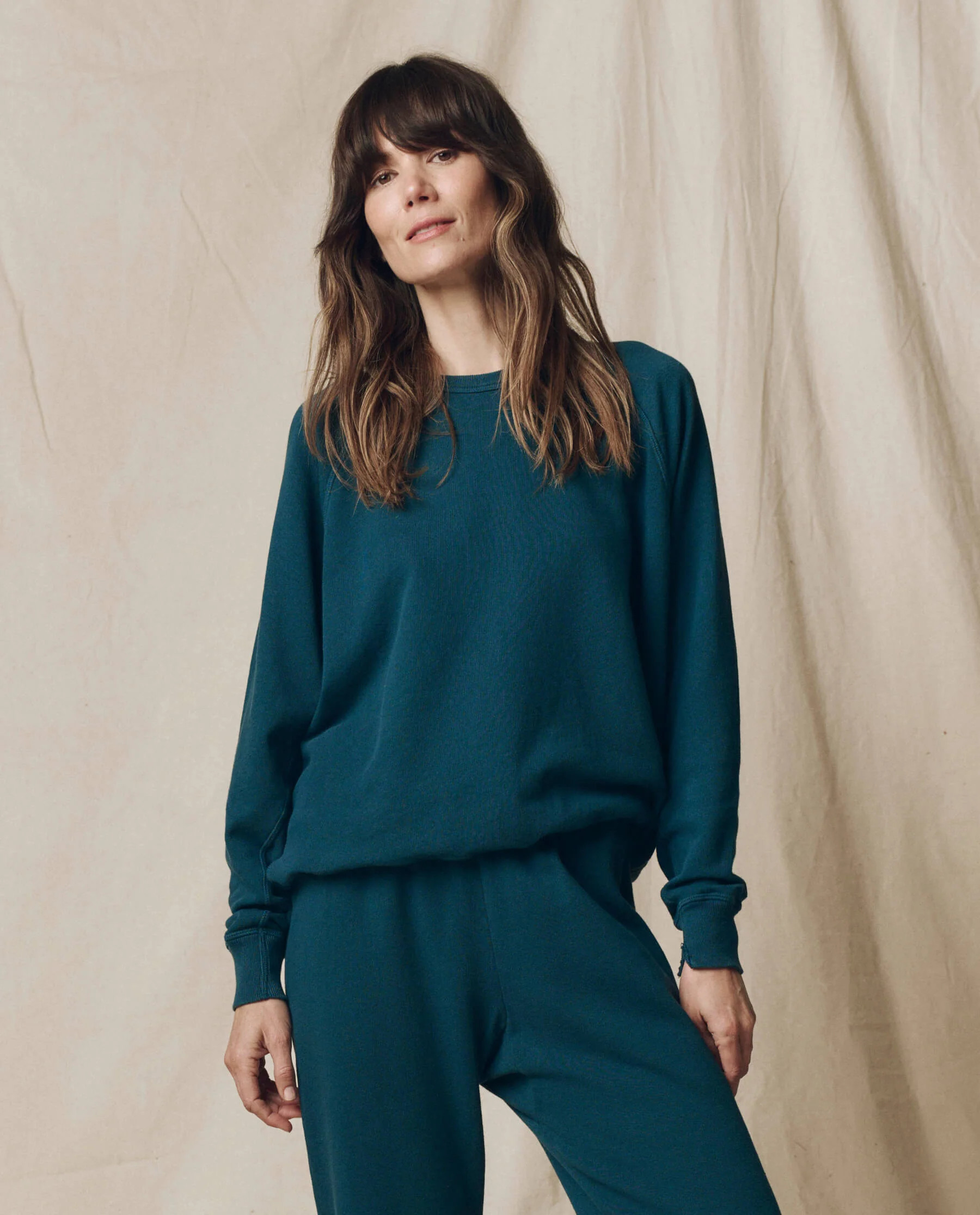 The College Sweatshirt. Solid -- Dark Slate | THE GREAT.