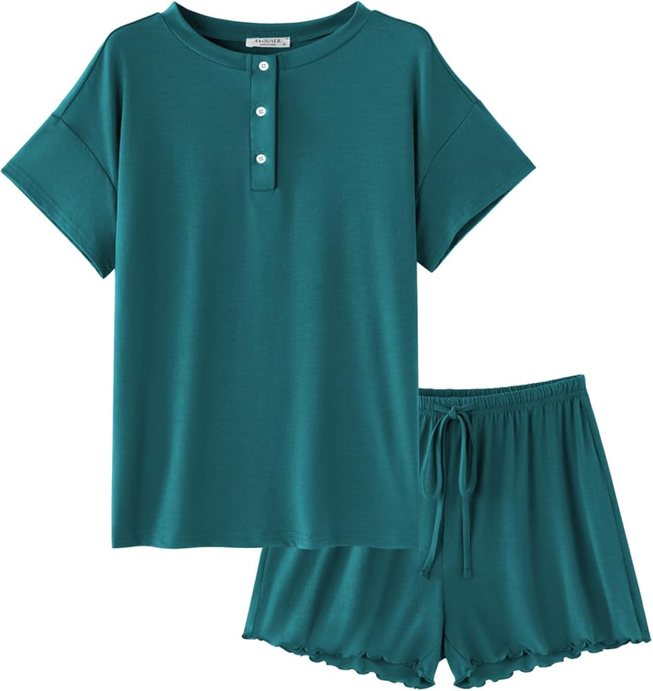 Ekouaer Womens Pajama Sets 2 Piece Cotton Pjs Short Sleeve Lounge Set Soft Comfy Sleepwear Lounge... | Amazon (US)