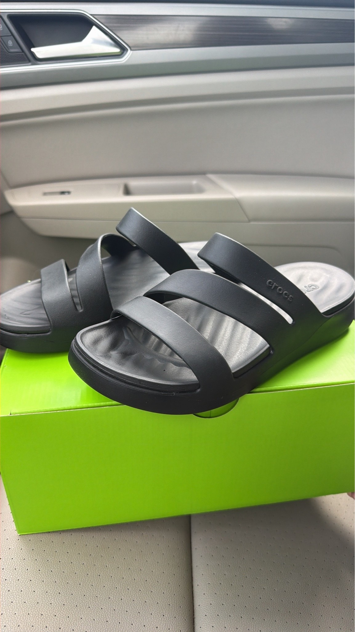 Crocs sandals
The most comfortable shoe ever 
Sized down from and 8 to a 7