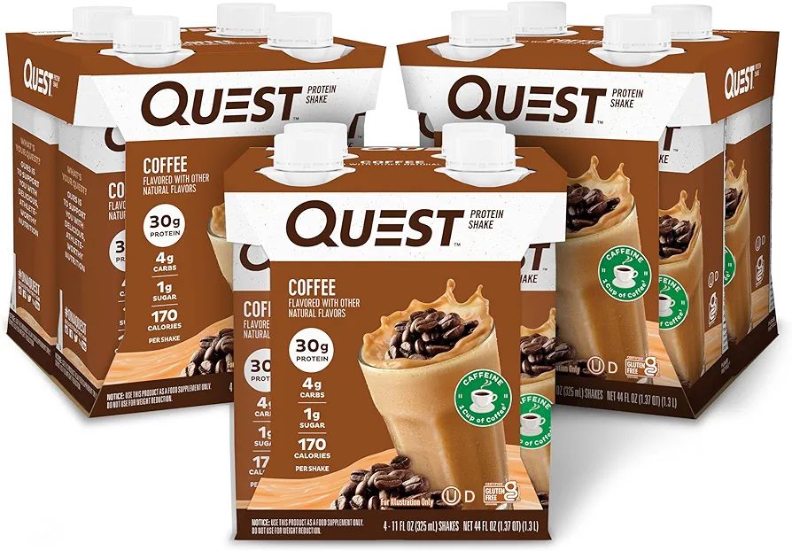 Quest Nutrition Ready to Drink Coffee Protein Shake, 30g Protein, 4g Carb, 1g Sugar, Gluten Free,... | Amazon (US)