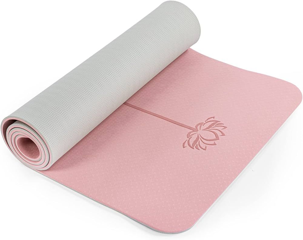 Yoga Mat Non Slip, Pilates Fitness Mats with Alignment Marks, Eco