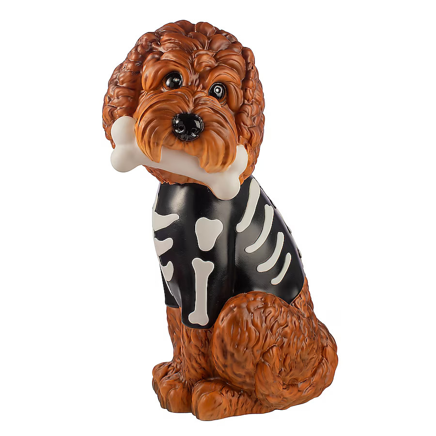 Haunted Living 2-ft Lighted Skeleton Doodle with Bone Blow Mold | Lowe's