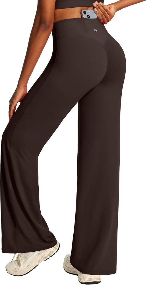 IUGA Straight Leg Yoga Pants High Waist Tummy Control Leggings with Pockets | Amazon (US)