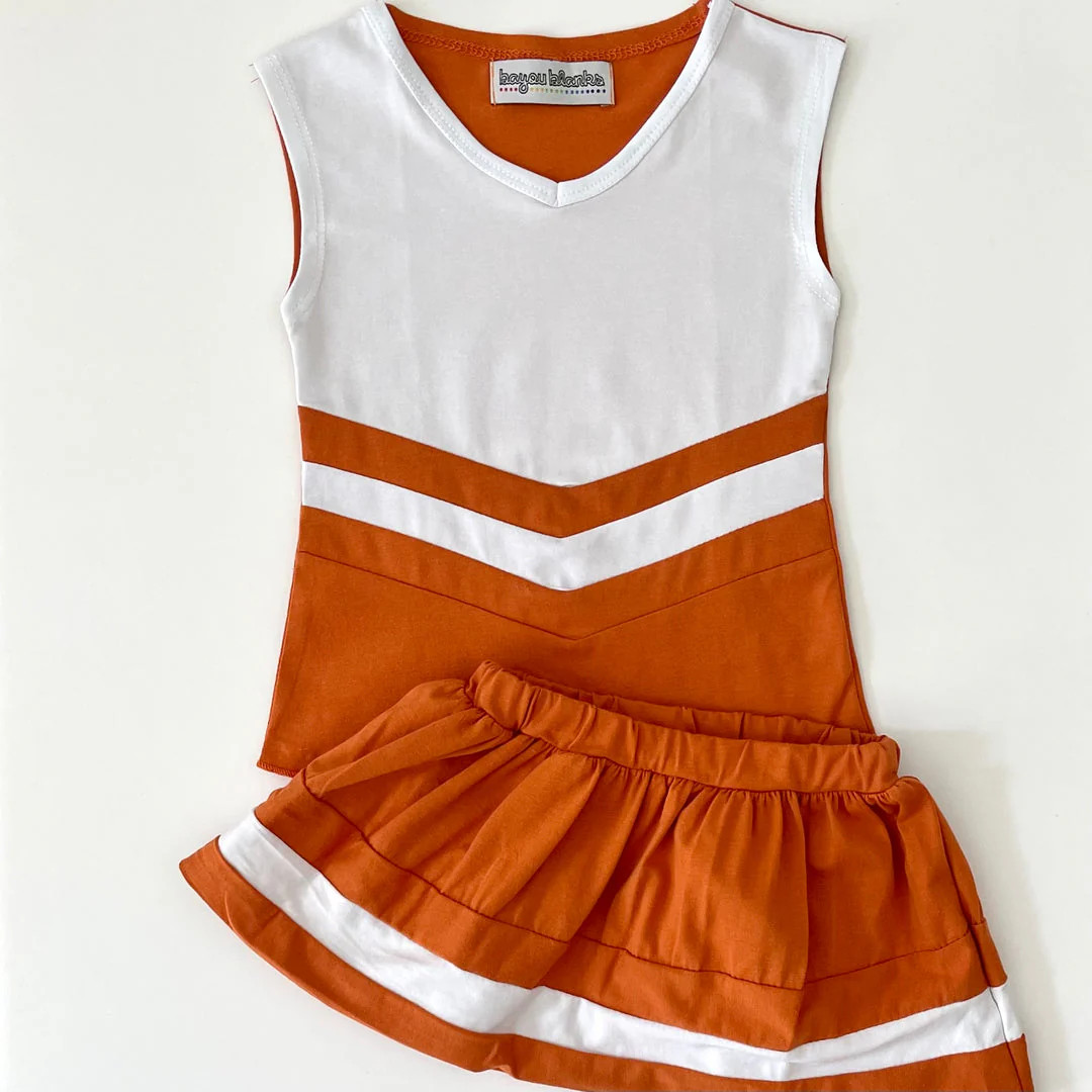 Personalized Burnt Orange Cheer outfit (runs small) | Lovely Little Things Boutique