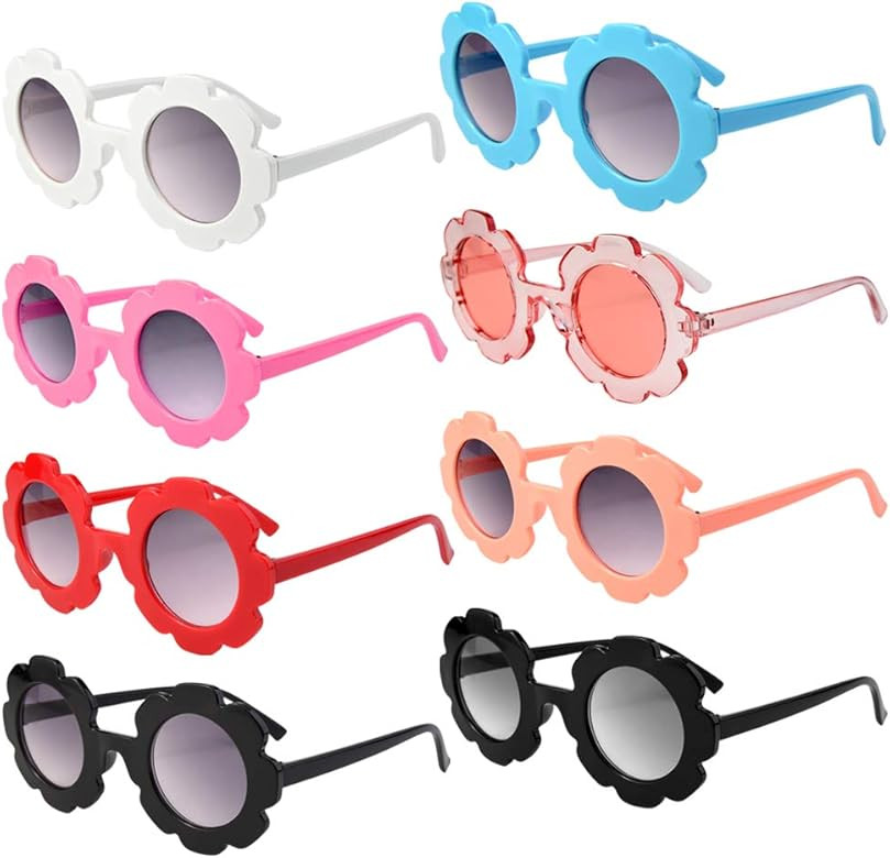 8 Pieces Kids Sunglasses, Round Flower Shaped Sunglasses for Boys and Girls, Party Accessories, F... | Amazon (US)