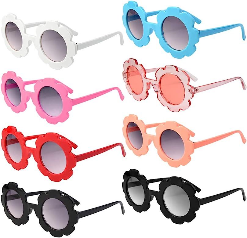 8 Pieces Kids Sunglasses, Round Flower Shaped Sunglasses for Boys and Girls, Party Accessories, F... | Amazon (US)
