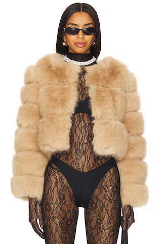 Line & Dot Liana Faux Fur Jacket in Latte from Revolve.com | Revolve Clothing (Global)
