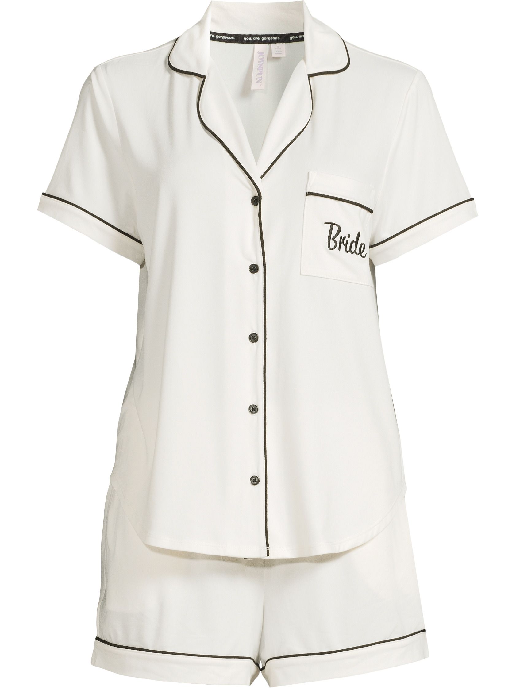 Joyspun Women's Bridal Notch Collar Top and Shorts Pajama Set, 2-Piece, Sizes XS to 3X | Walmart (US)