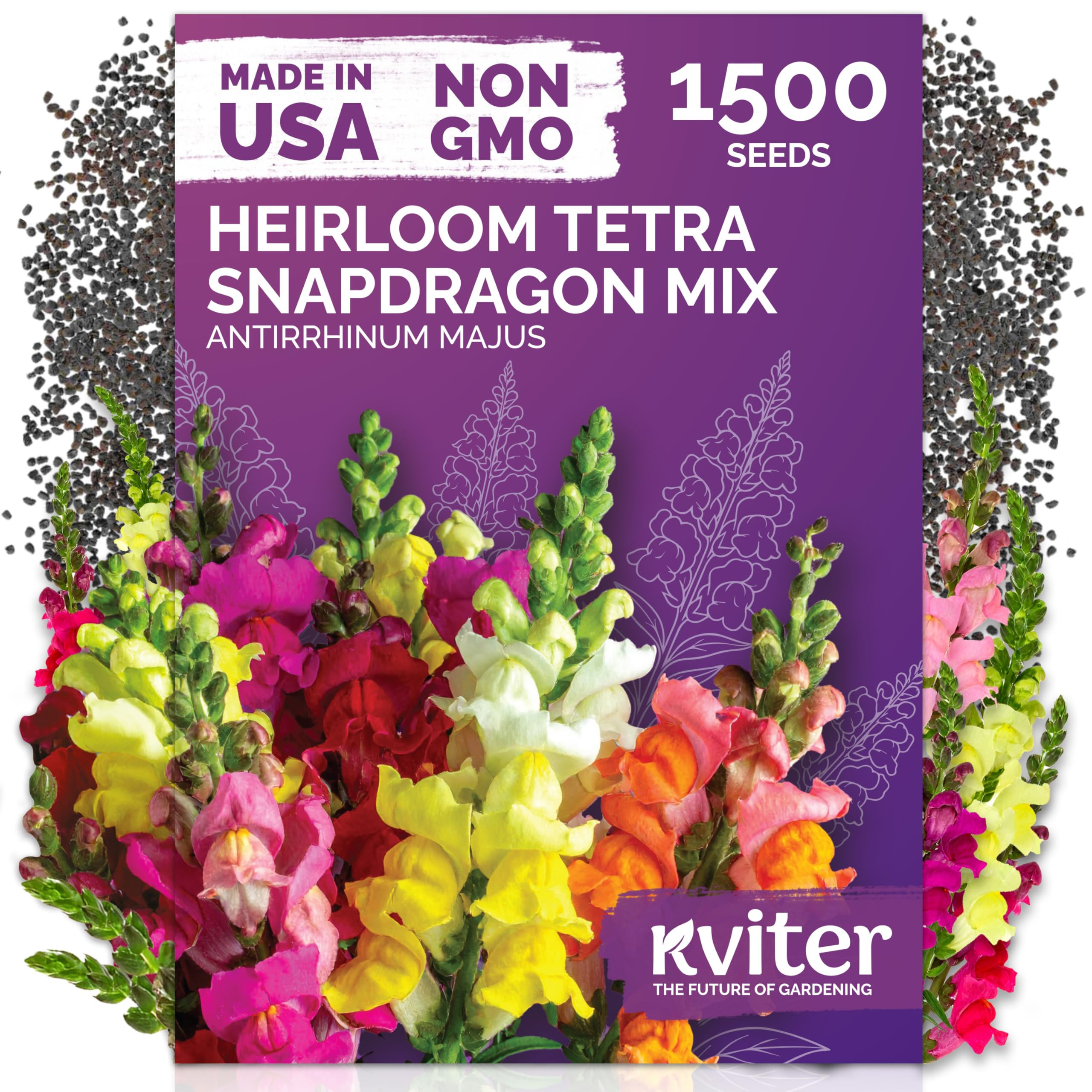KVITER 1,500 Tetra Mix Snapdragon seeds (Antirrhinum Majus) – Heirloom & Organic Tall Snap Drag... | Amazon (US)