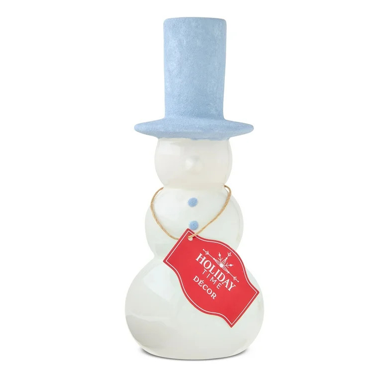 Ceramic Snowman Christmas Tabletop Decoration, Blue and White, 8", by Holiday Time | Walmart (US)