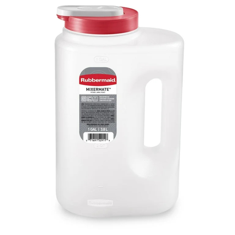 Rubbermaid Mixermate Leak-Resistant Pitcher, Clear, 3.8 Liter (1 Gallon), Plastic | Walmart (US)