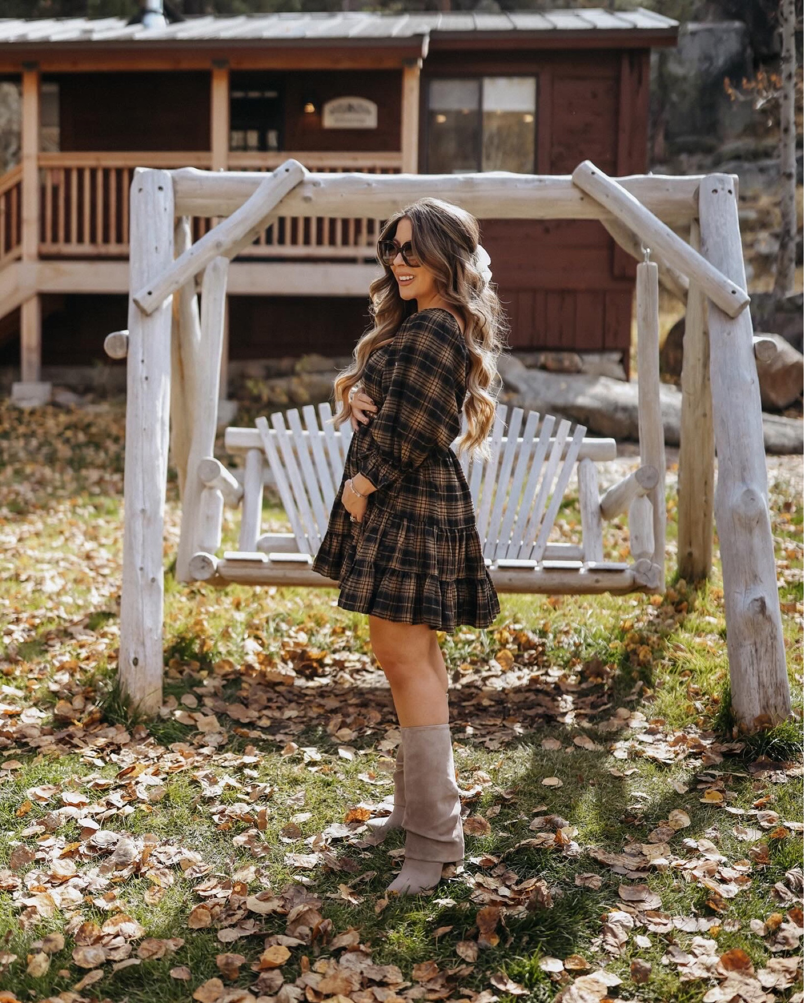 The cutest plaid dress. Wearing xs. Linked my exact boots and a cheaper option. Run TTS

Lulus dress
Fall dress
Family photos outfit
Bump style
Grey suede boots
Fall boots



#LTKHoliday #LTKshoecrush #LTKbump