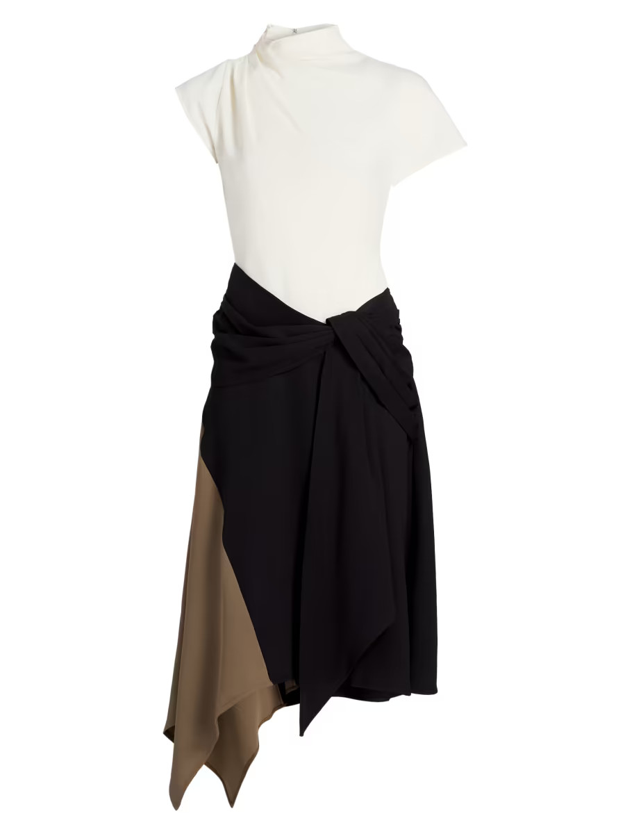 Staud Davina Asymmetric Midi-Dress | Saks Fifth Avenue | Saks Fifth Avenue