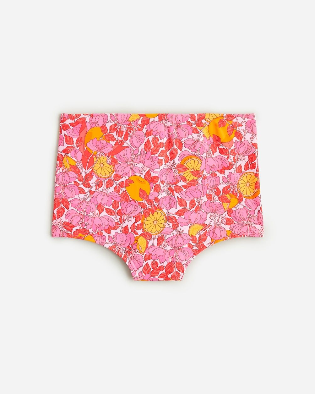 High-rise full-coverage bikini bottom in pink limone print | J.Crew US