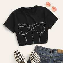 Plus Bustier Graphic Tee | SHEIN