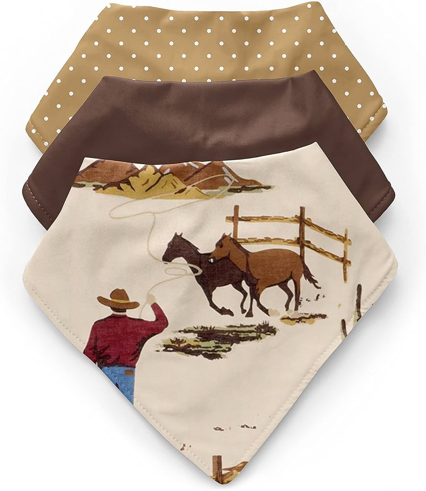 Sweet Jojo Designs Western Cowboy Boy Baby Bandana Bibs Newborn Infant Feeding Drool Red Blue Tan... | Amazon (US)