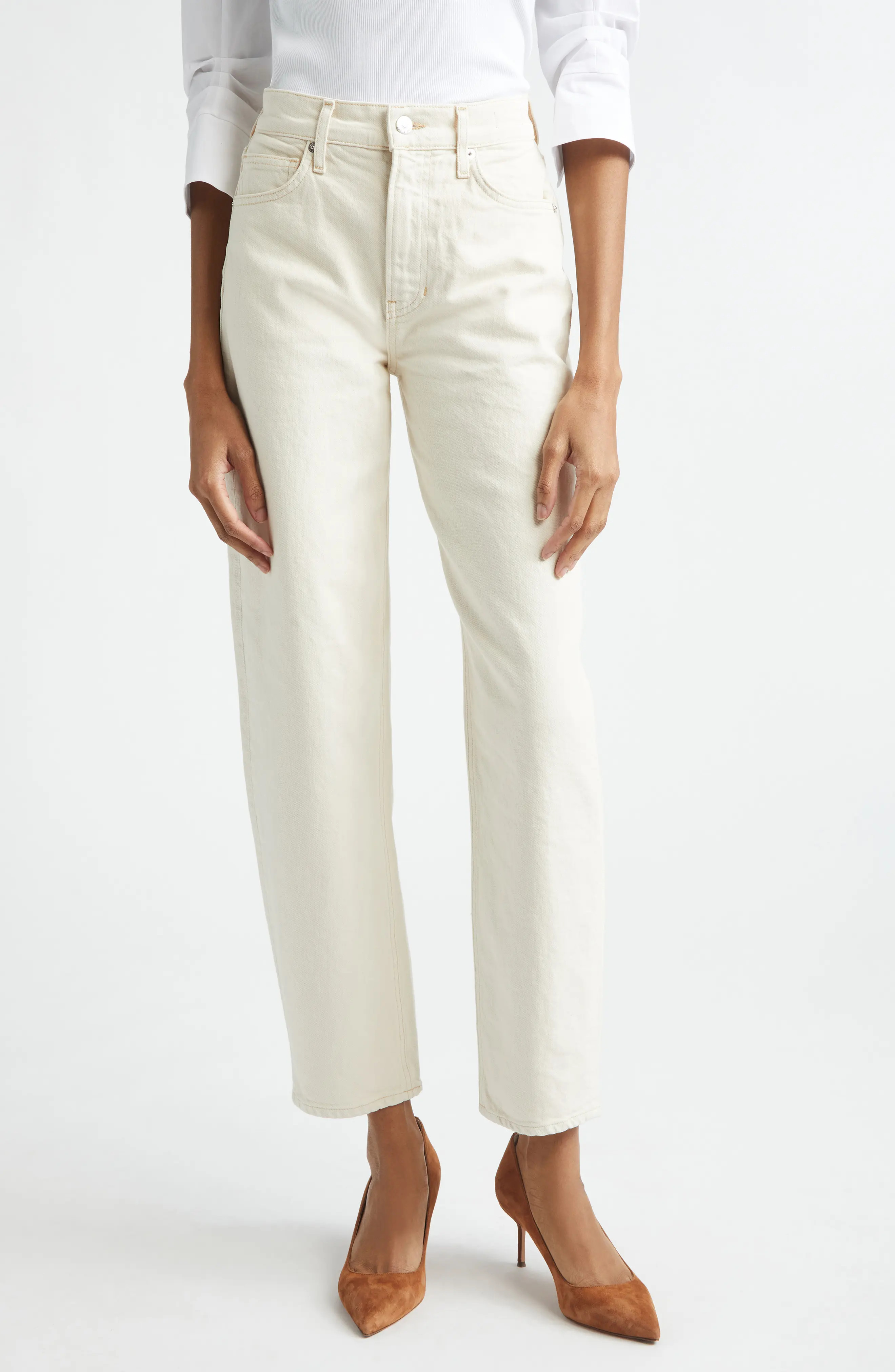 Veronica Beard Harley Arc Leg Jeans in Ecru at Nordstrom, Size 27 | Nordstrom