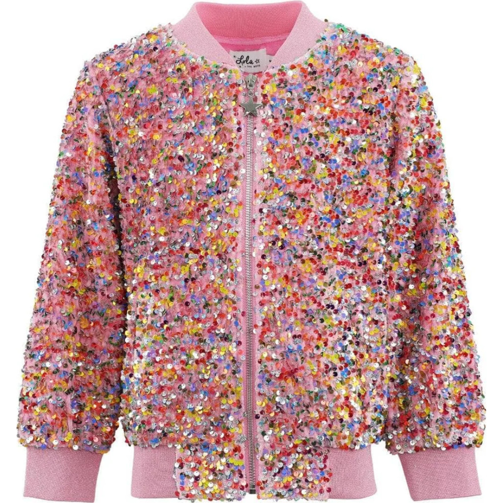 Lola + The Boys Confetti Shimmer Party Bomber in Pink at Nordstrom, Size 12 | Nordstrom