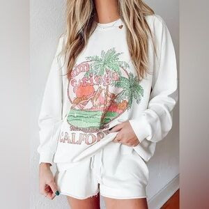 Show Me Your Mumu Sweatshirt Palm Springs Graphic crewneck white pink | Poshmark