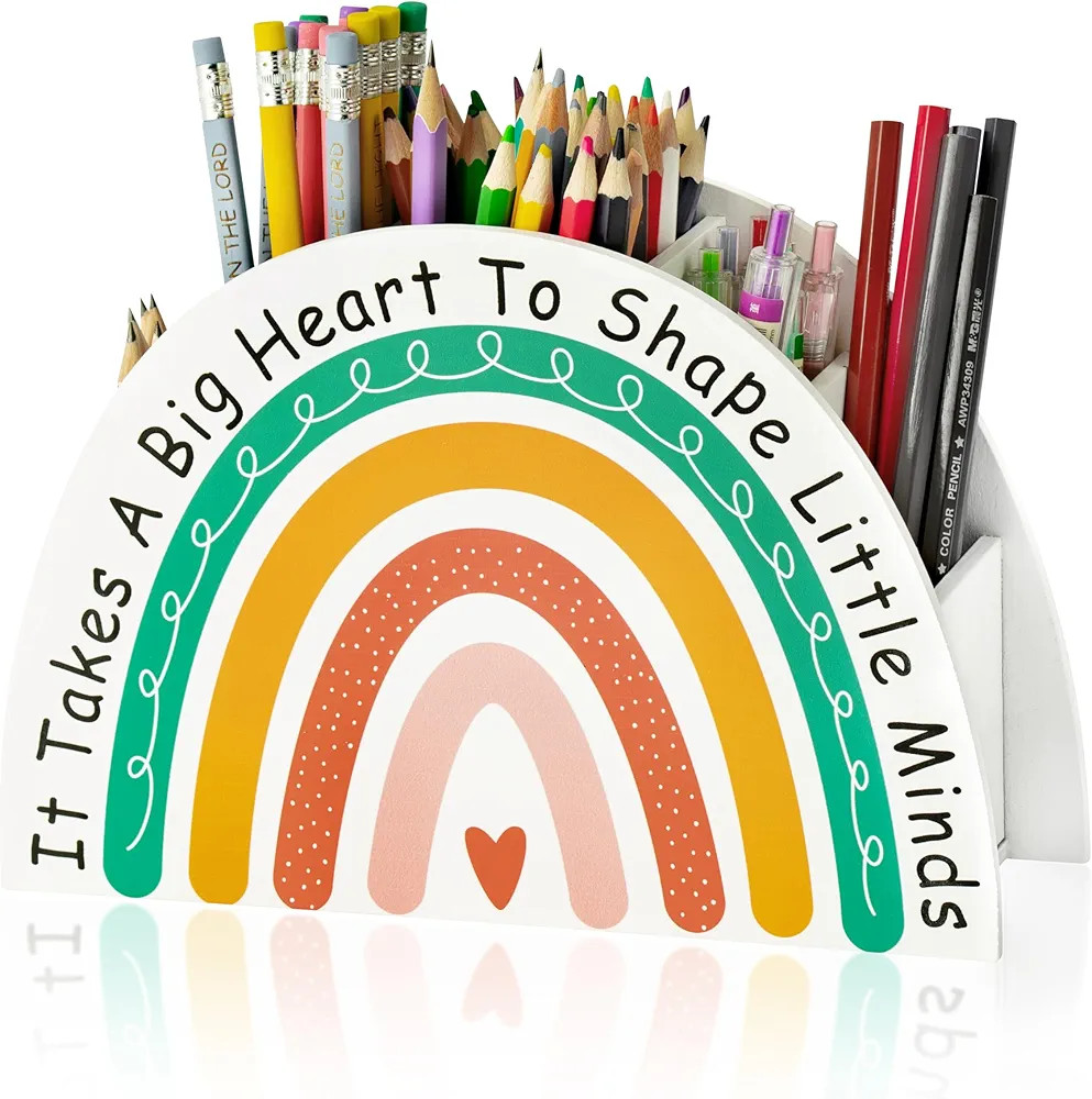 MALLMALL6 Boho Teacher Appreciation Gifts Pencil Holder Rainbow Shape Pen Holder for Teacher, Stu... | Amazon (US)