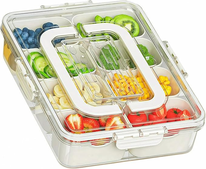 Dimber Snackle Box Container, Divided Serving Tray with Lid and Handle, Adding Cutlery Organizer,... | Amazon (US)
