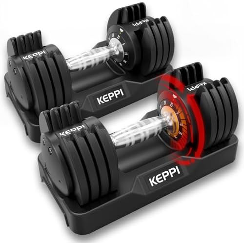 Keppi Adjustable Dumbbells Set-25lb/40lb/55lb/60lb, Anti-Slip Metal Fast Adjust Weight Handle, Ex... | Amazon (US)