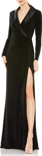Ieena for Mac Duggal Long Sleeve Tuxedo Gown | Nordstrom | Nordstrom