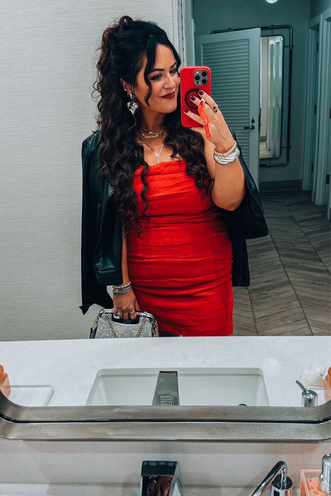 Midsize party outfit inspo. 

Holiday fashion. Midsize outfit inspo. Fall fashion. Midsize ootd. Red dress. Leather jacket. Party outfit 


#LTKSeasonal #LTKHoliday #LTKmidsize