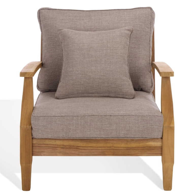 Safavieh Couture Martinique Coastal Patio Armchair, Natural Teak/Taupe | Walmart (US)