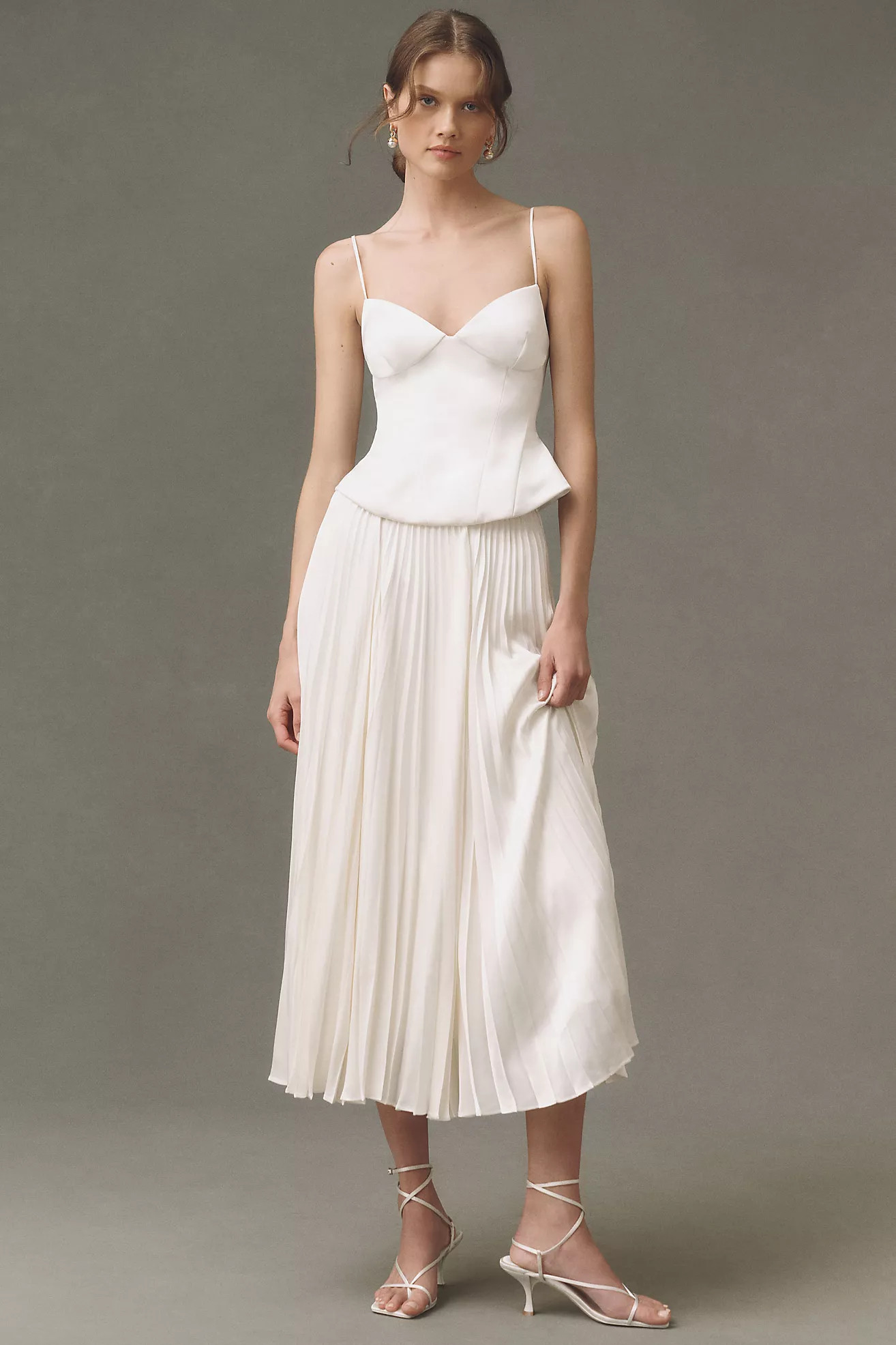 BHLDN Satin Corset and Pleated Midi Skirt Set | Anthropologie (US)