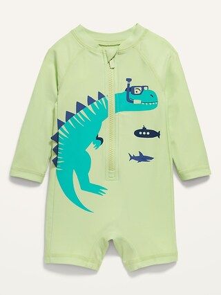 Dino-Graphic Long-Sleeve Zip-Front Rashguard One-Piece Swimsuit for Baby | Old Navy (US)