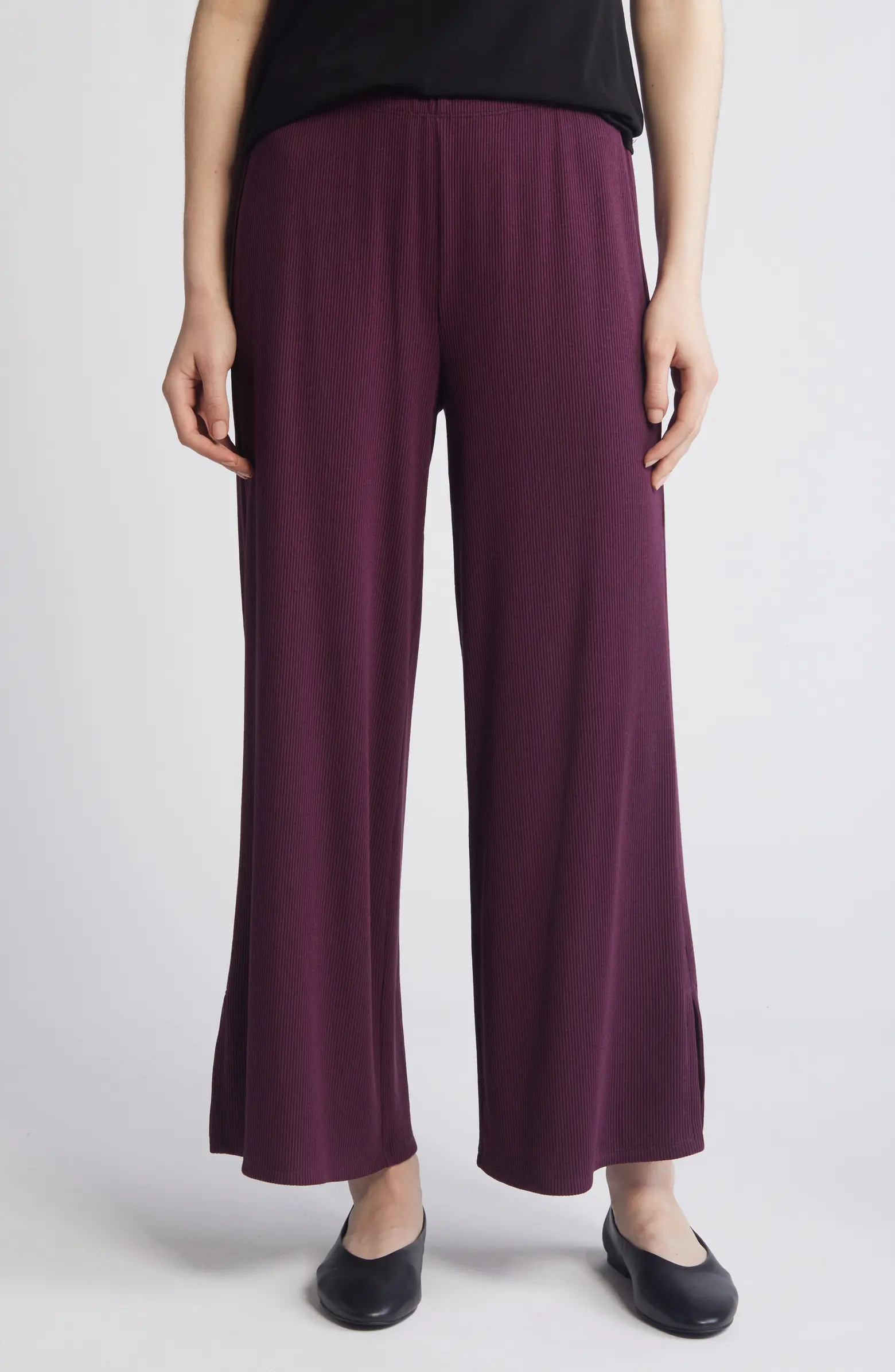 Eileen Fisher Rib Wide Leg Ankle Pants | Nordstrom | Nordstrom