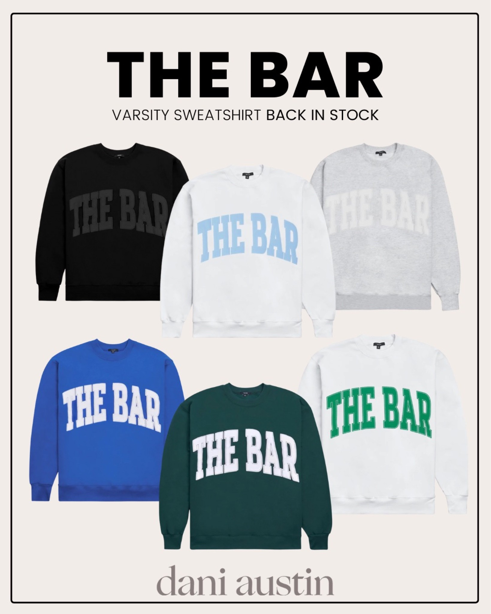 The bar varsity sweatshirt new arrivals