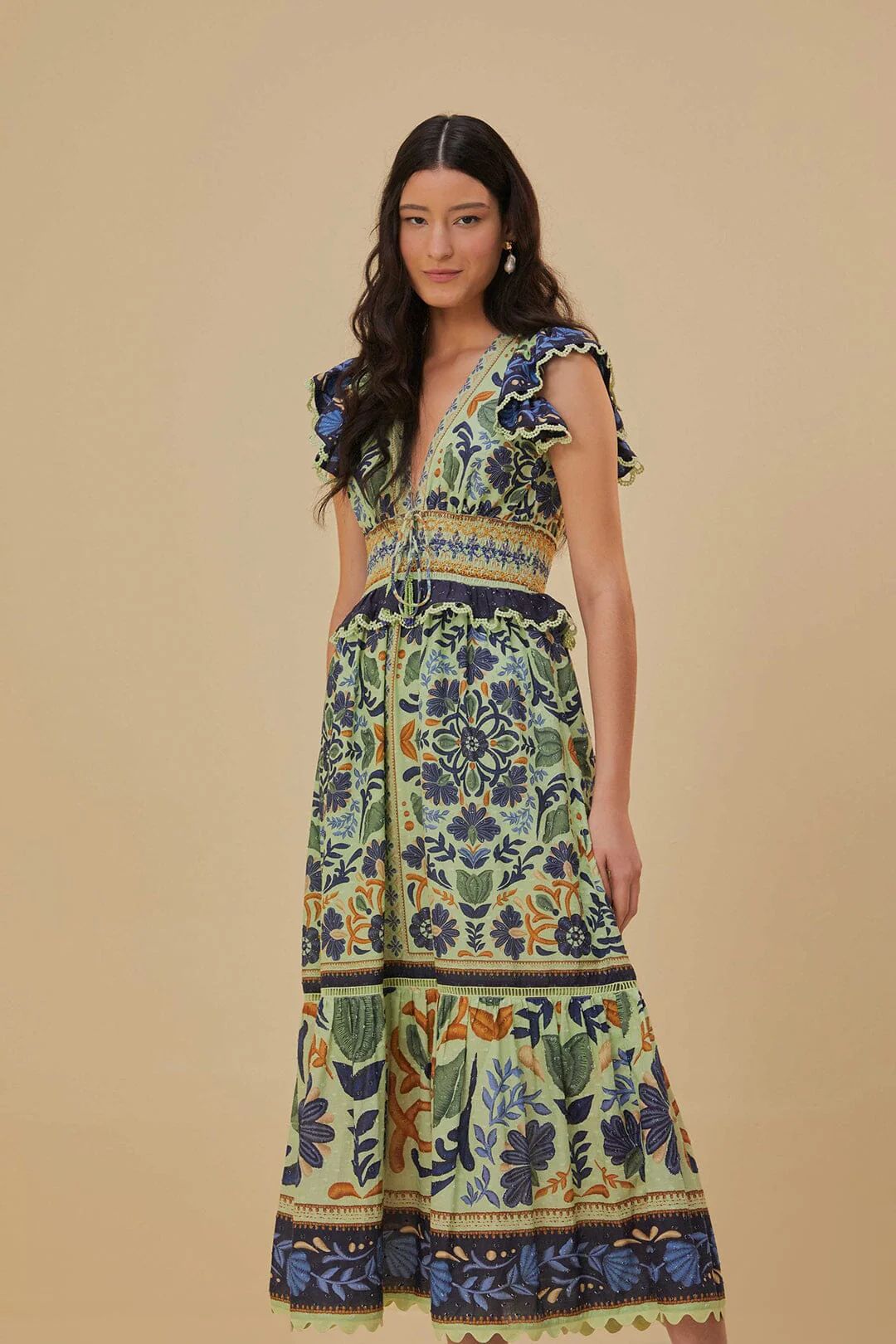 Green Ocean Tapestry Maxi Dress | FarmRio