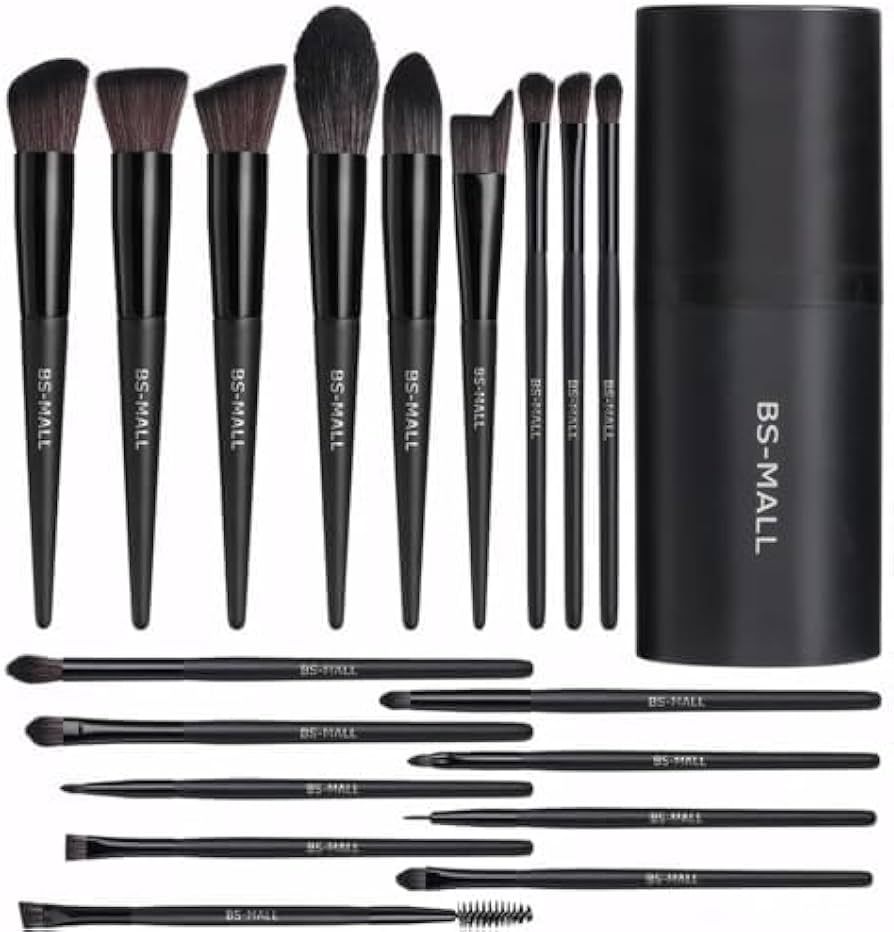 BS-MALL Makeup Brush Set 18 Pcs Premium Synthetic Foundation Powder Concealers Eye shadows Blush ... | Amazon (US)