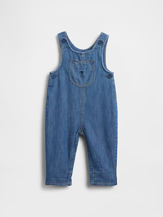 Baby Cozy-Lined Denim Bear Pocket Overalls | Gap (US)