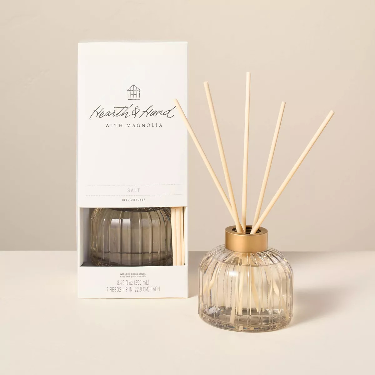 8.45 fl oz Ribbed Glass Diffuser - Hearth & Hand™ with Magnolia | Target
