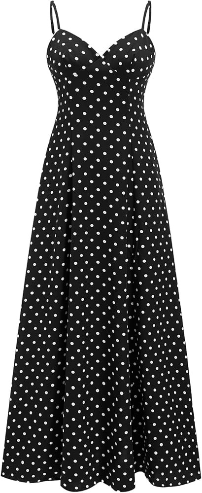 Women's Summer Polka Dots Maxi Dress Elegant Deep V Neck A Line Flowy Evening Party Dresses | Amazon (US)