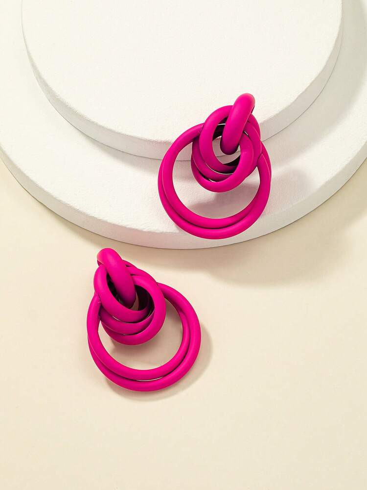 1pair Fashionable Circle Drop Earrings For Women For Daily Decoration | SHEIN