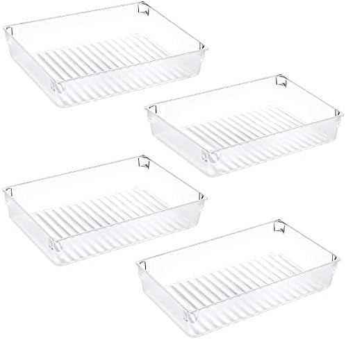 Kootek 4 Pack Large Size Desk Drawer Organizer Tray Rectangle Plastic Bathroom Organizers Kitchen... | Amazon (US)